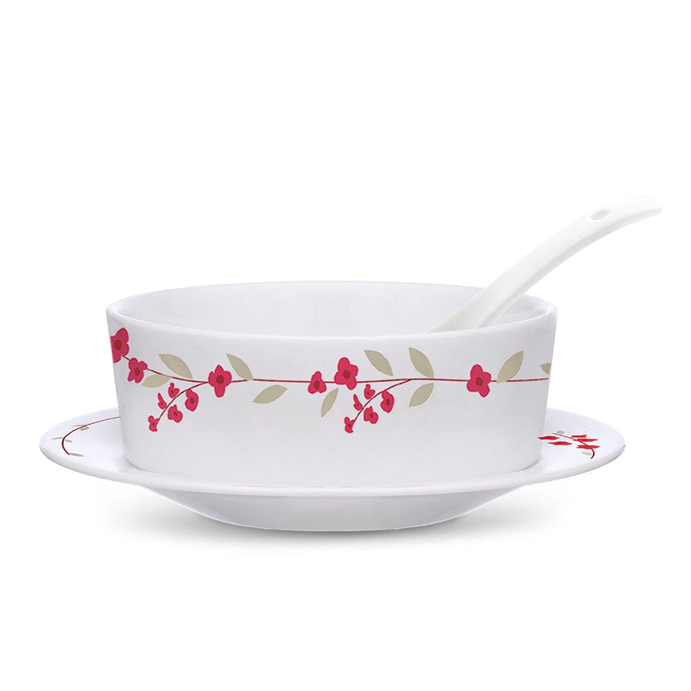 Larah by Borosil Verona Soup Bowl w Saucer Set