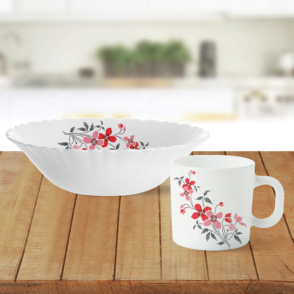 Larah by Borosil Fiore Snack Set w Mugs