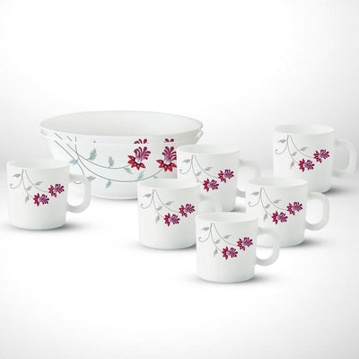 Larah by Borosil Flower Pot Snack Set w Mugs