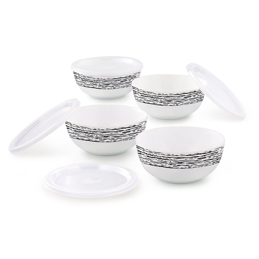 Larah by Borosil Milky Way Snack Bowl with Cover