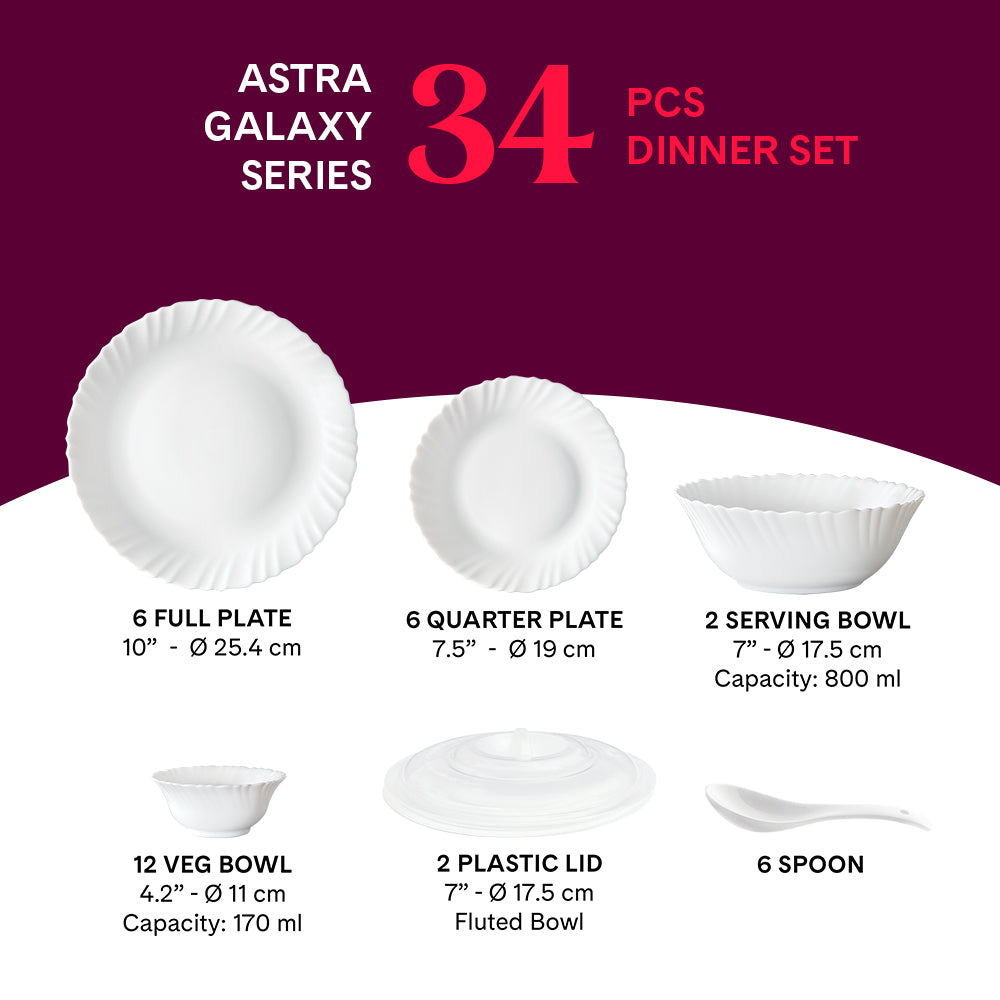 Larah by Borosil, Astra Dinner Set