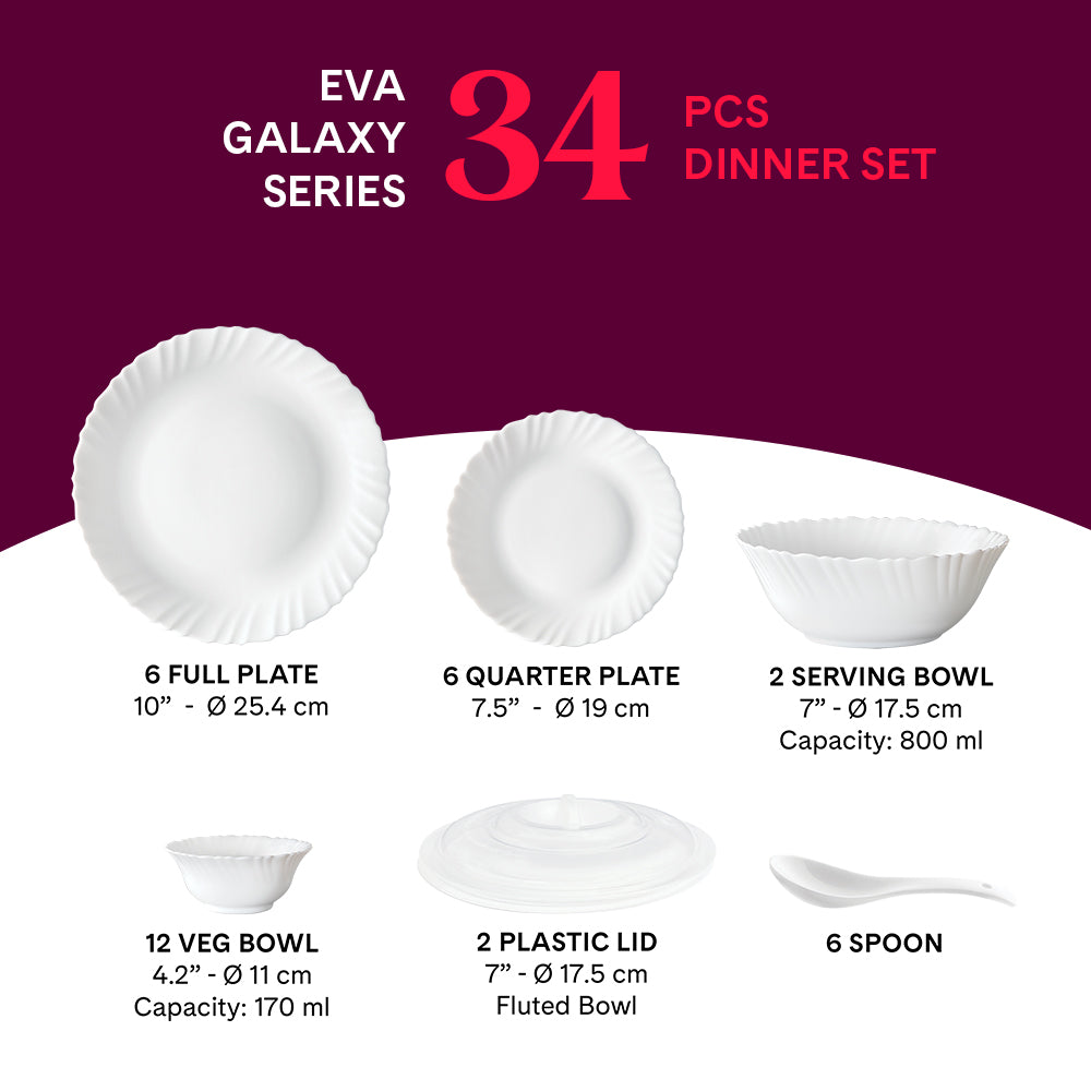 Larah by Borosil, Eva Dinner Set