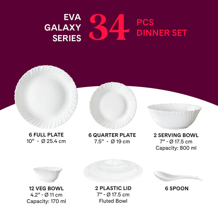 Larah by Borosil, Eva Dinner Set