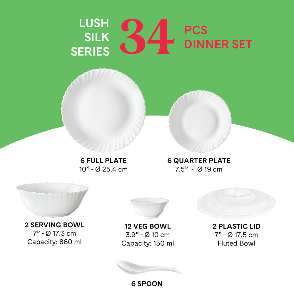 Larah by Borosil, Lush Dinner Set