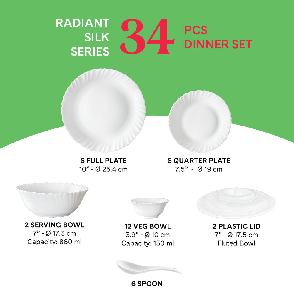 Larah by Borosil, Radiant Dinner Set