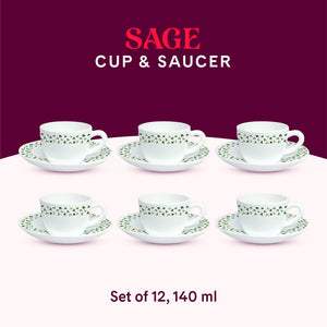 Larah By Borosil Sage Cup n Saucer Set