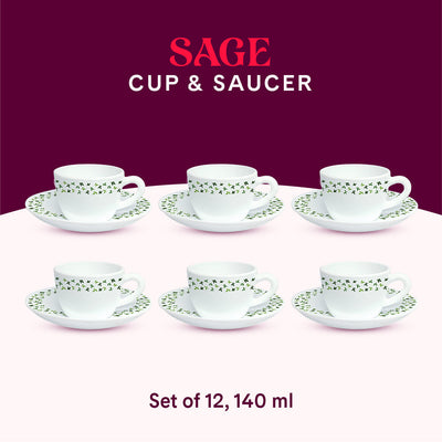 Larah By Borosil Sage Cup n Saucer Set