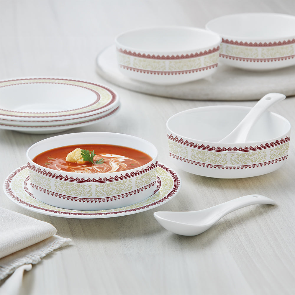 Larah by Borosil Elega Soup Bowl w Saucer Set