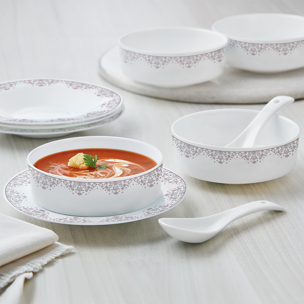 Larah by Borosil Lark Soup Bowl w Saucer Set