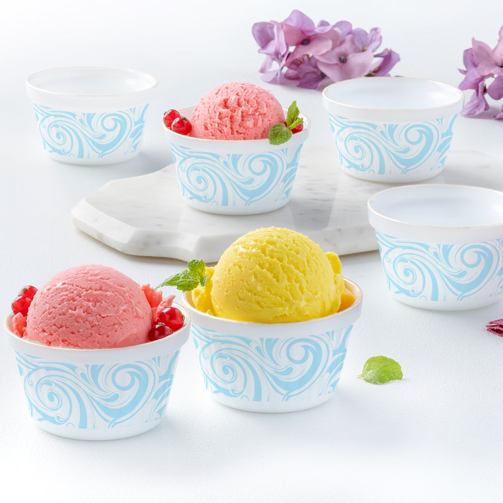 Larah by Borosil Frosty Blue Ice Cream Bowl Set