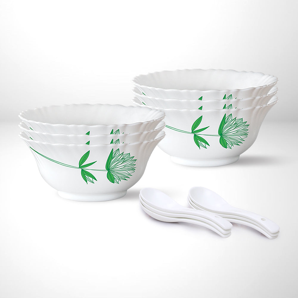 Larah by Borosil Green Lily Soup Bowl Set