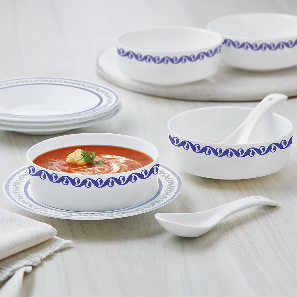 Larah by Borosil Jazzblue Soup Bowl w Saucer Set