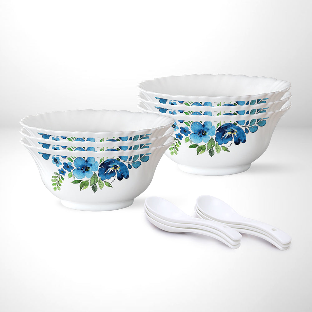 Larah by Borosil Pansy Soup Bowl w Spoon