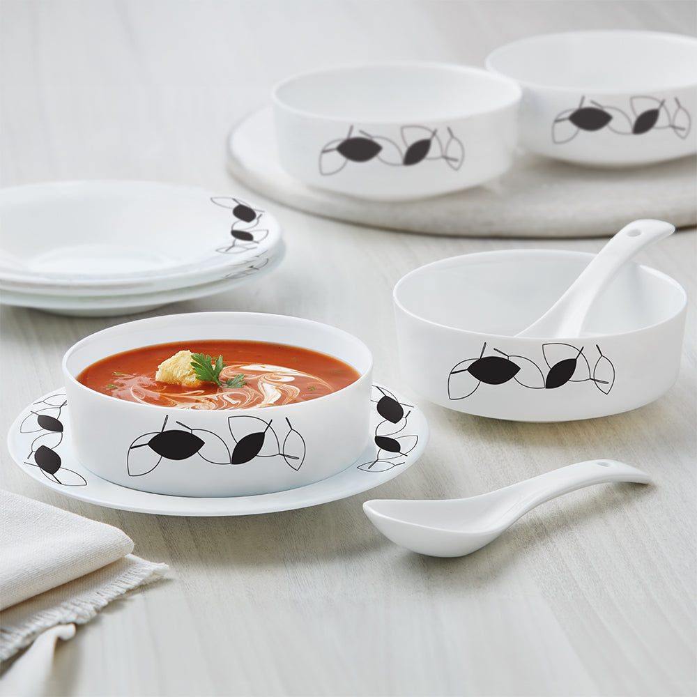 Larah by Borosil Shadow Soup Bowl w Saucer Set