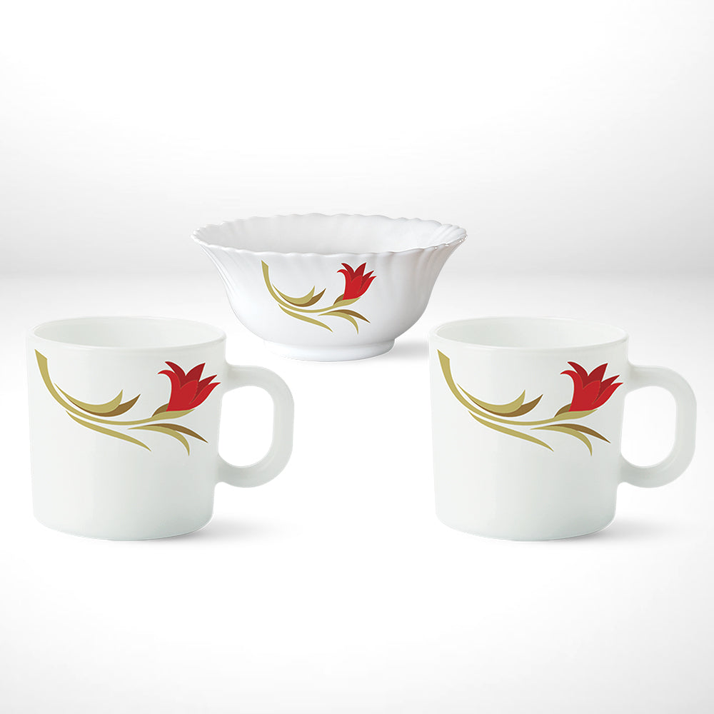 Larah by Borosil Red Lily High Tea Set
