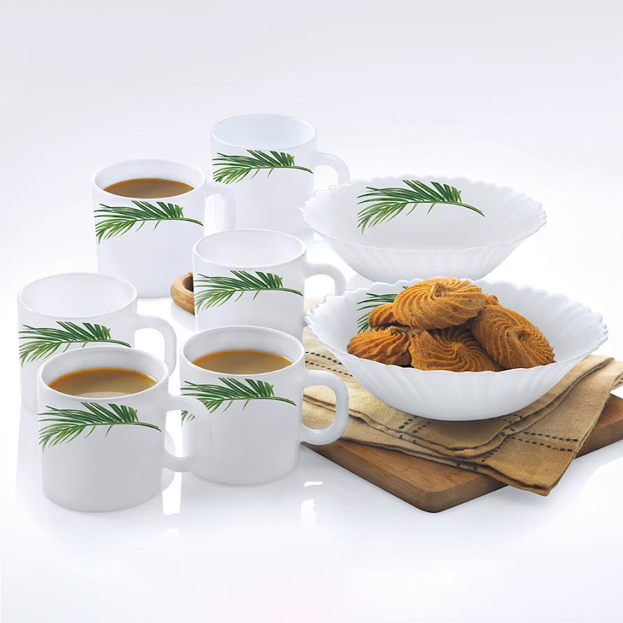 Larah by Borosil Crescent Snack Set w Mugs