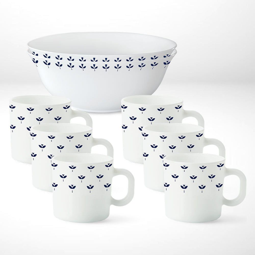 Larah by Borosil Fabula Snack Set w Mugs