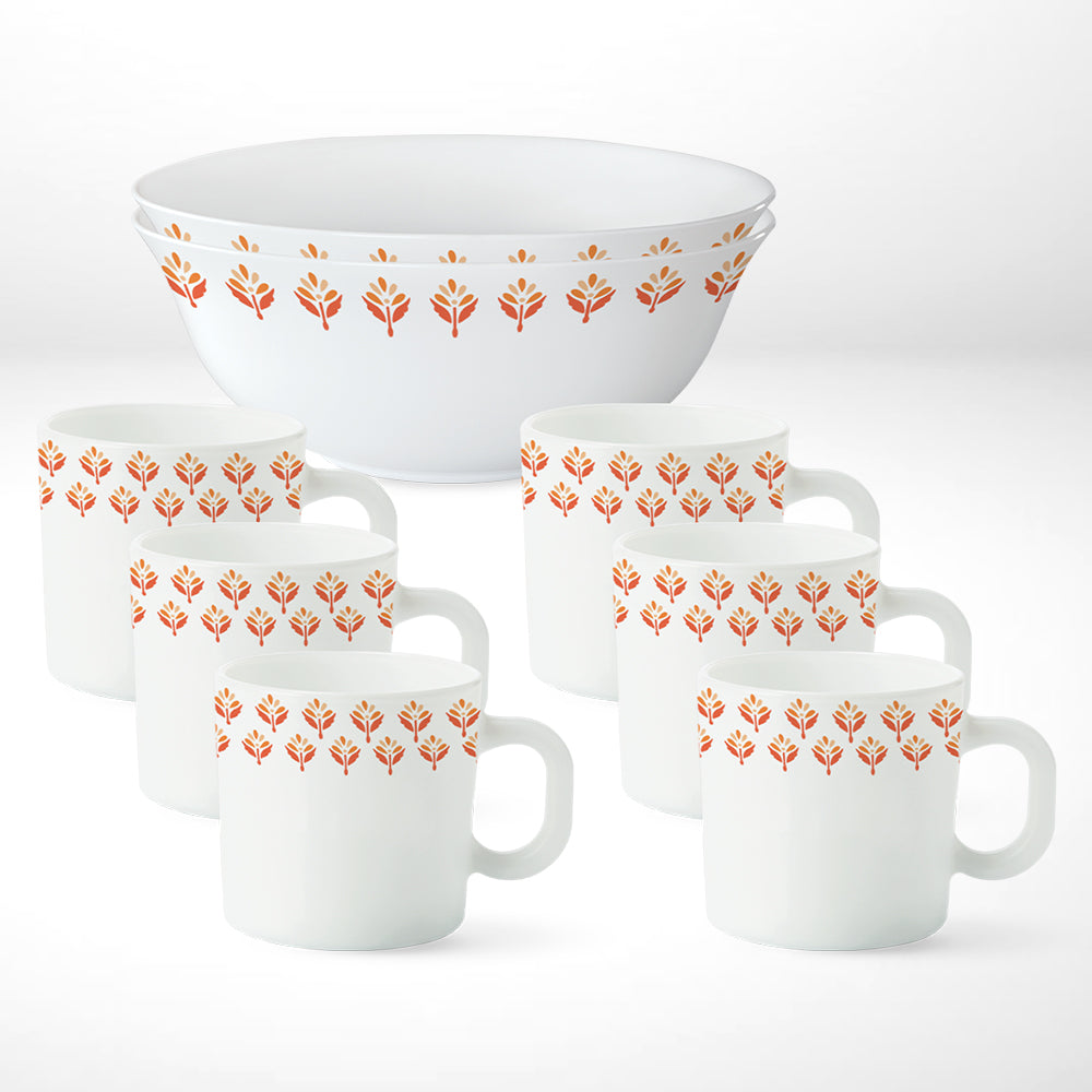 Larah by Borosil Gardenia Snack Set w Mugs