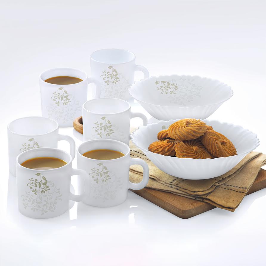 Larah by Borosil Ingot Snack Set w Mugs