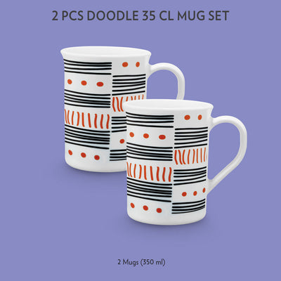 Larah by Borosil Doodle Mug Set