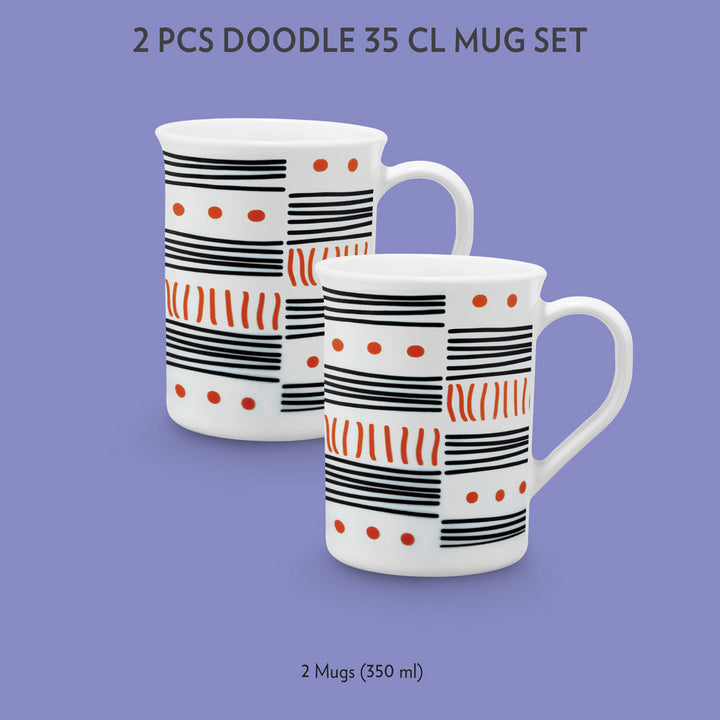 Larah by Borosil Doodle Mug Set