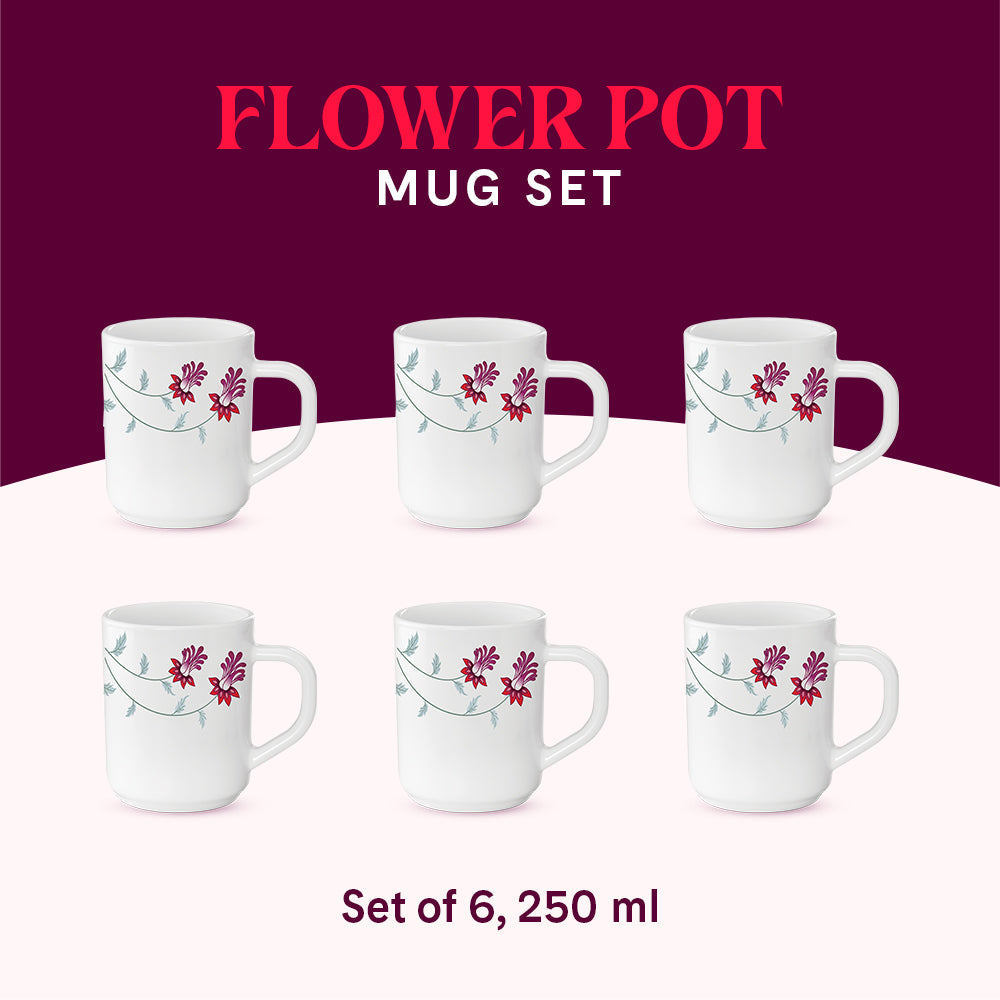 Larah by Borosil Flower Pot Mug Set