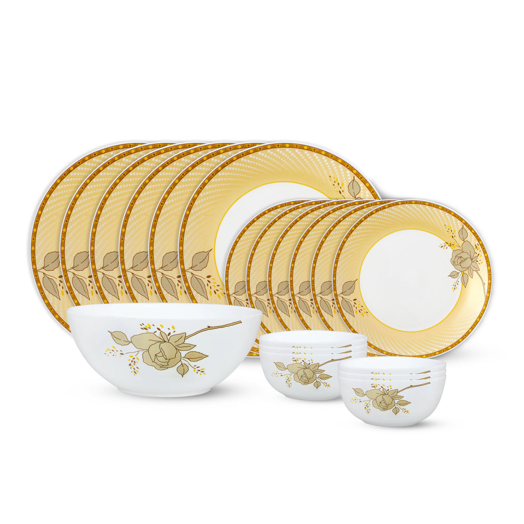 Larah by Borosil Yellow Sapphire Dinner Set