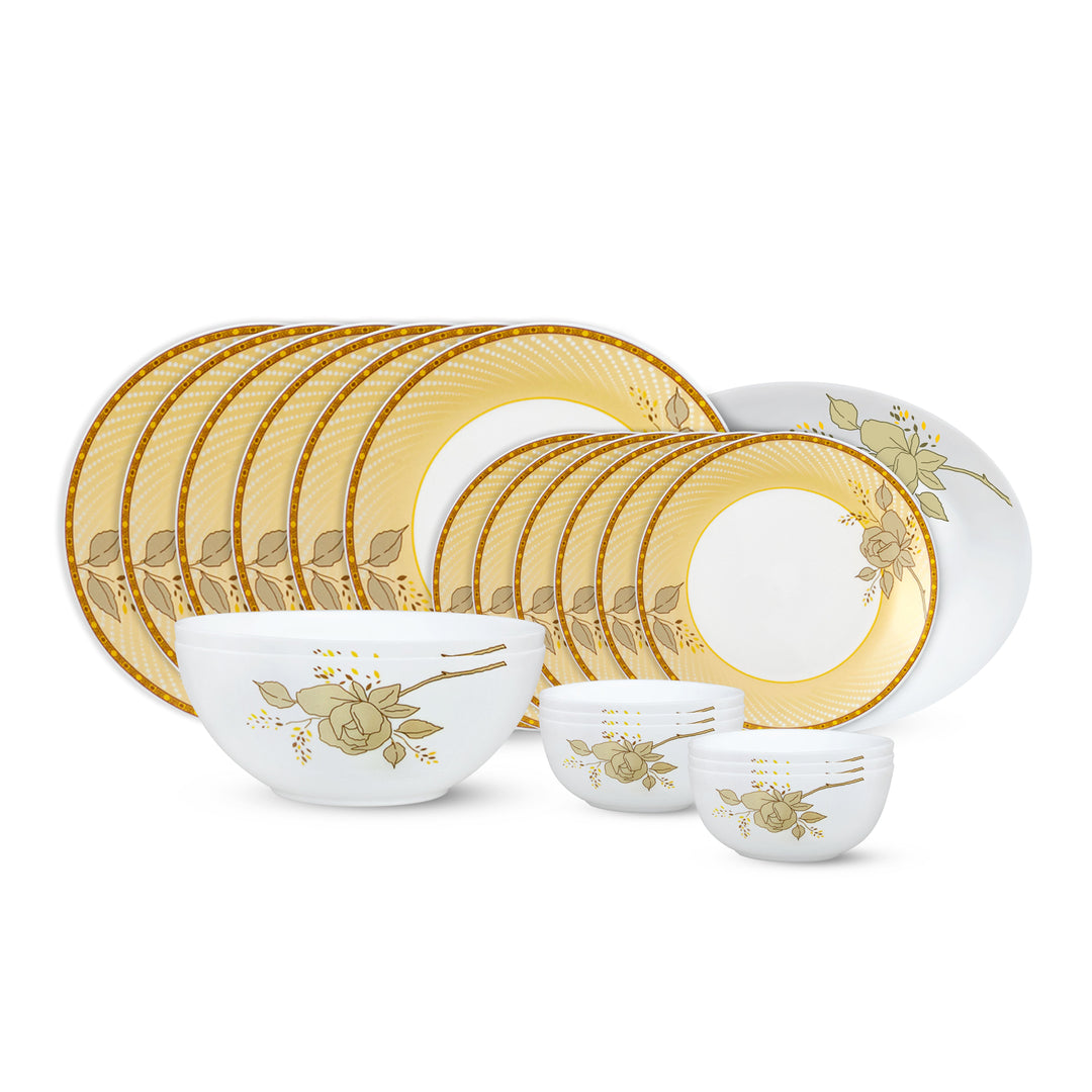 Larah by Borosil Yellow Sapphire Dinner Set