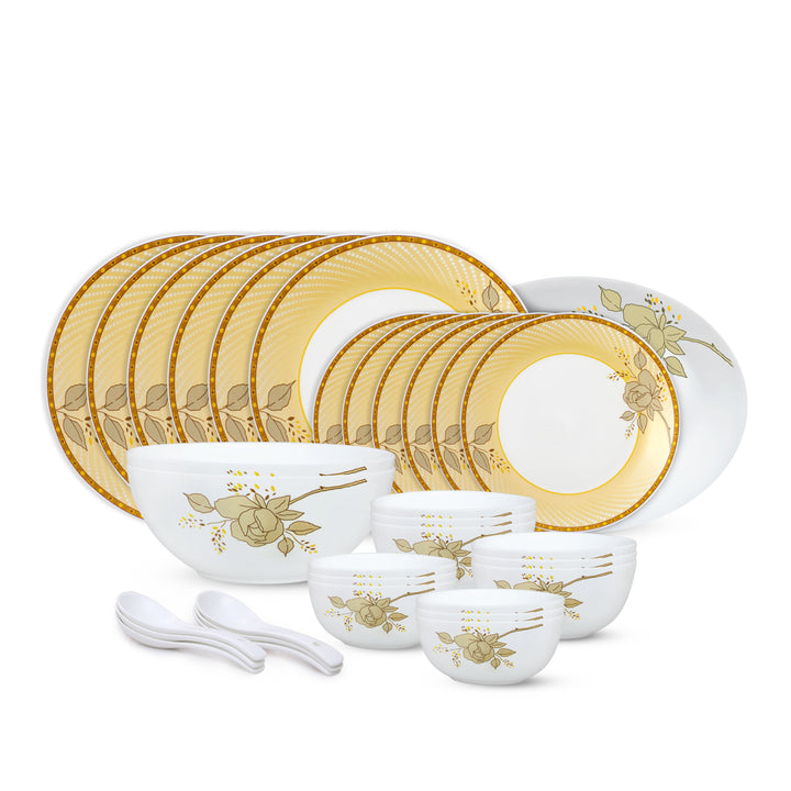 Larah by Borosil Yellow Sapphire Dinner Set