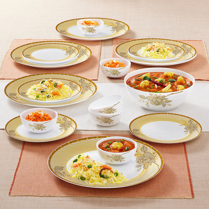 Larah by Borosil Yellow Sapphire Dinner Set