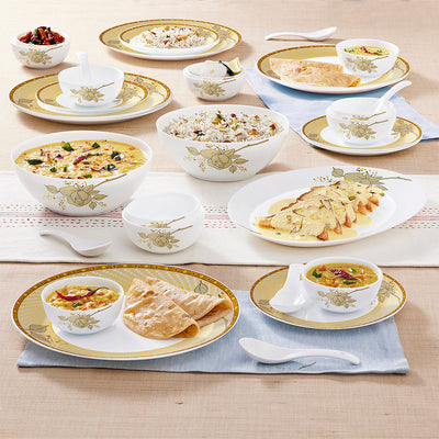 Larah by Borosil Yellow Sapphire Dinner Set