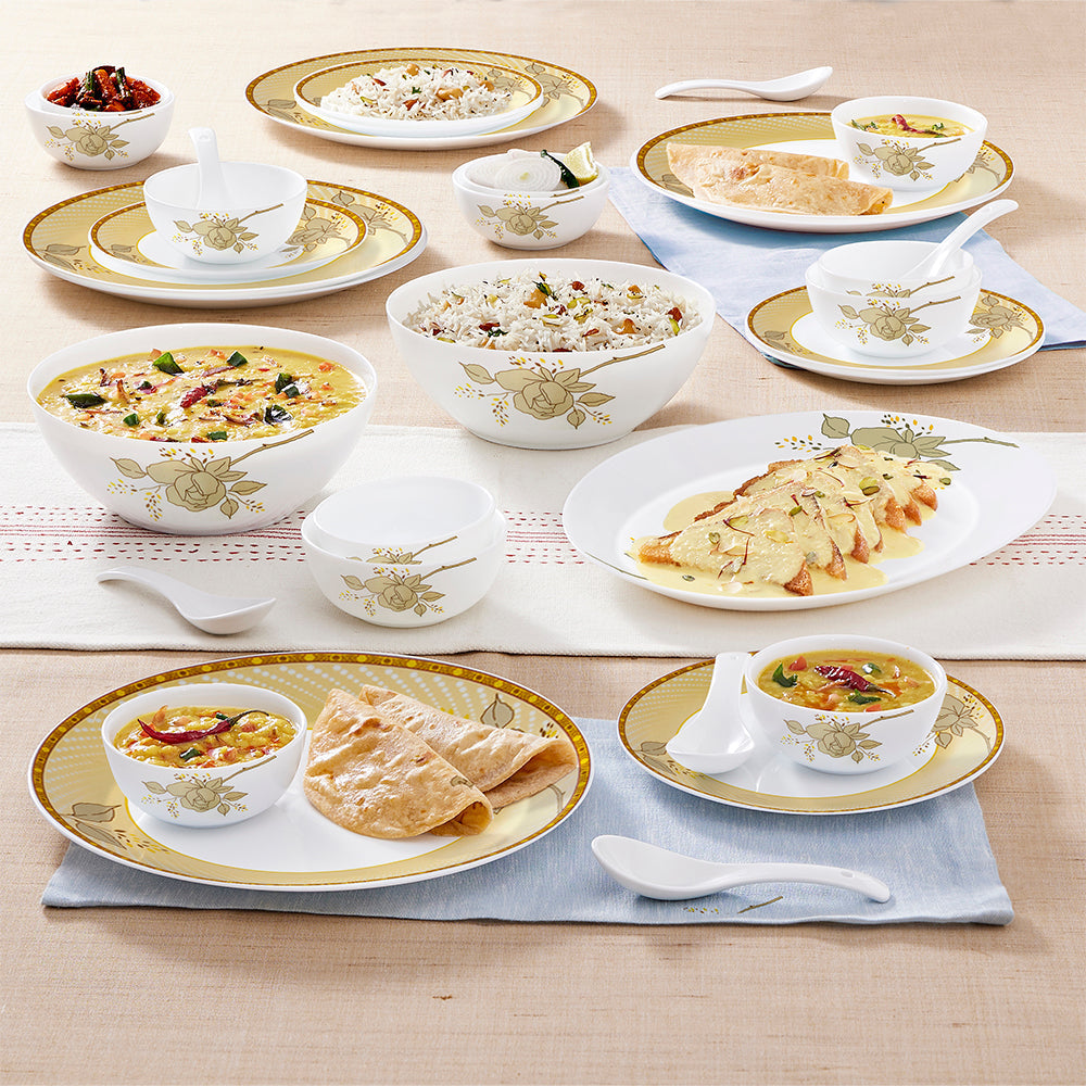 Larah by Borosil Yellow Sapphire Dinner Set