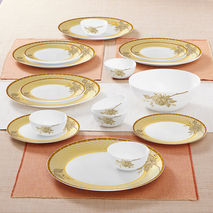 Larah by Borosil Yellow Sapphire Dinner Set