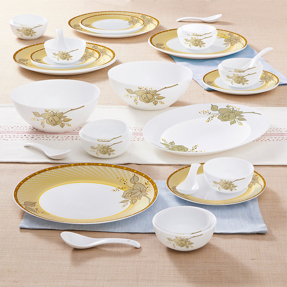 Larah by Borosil Yellow Sapphire Dinner Set