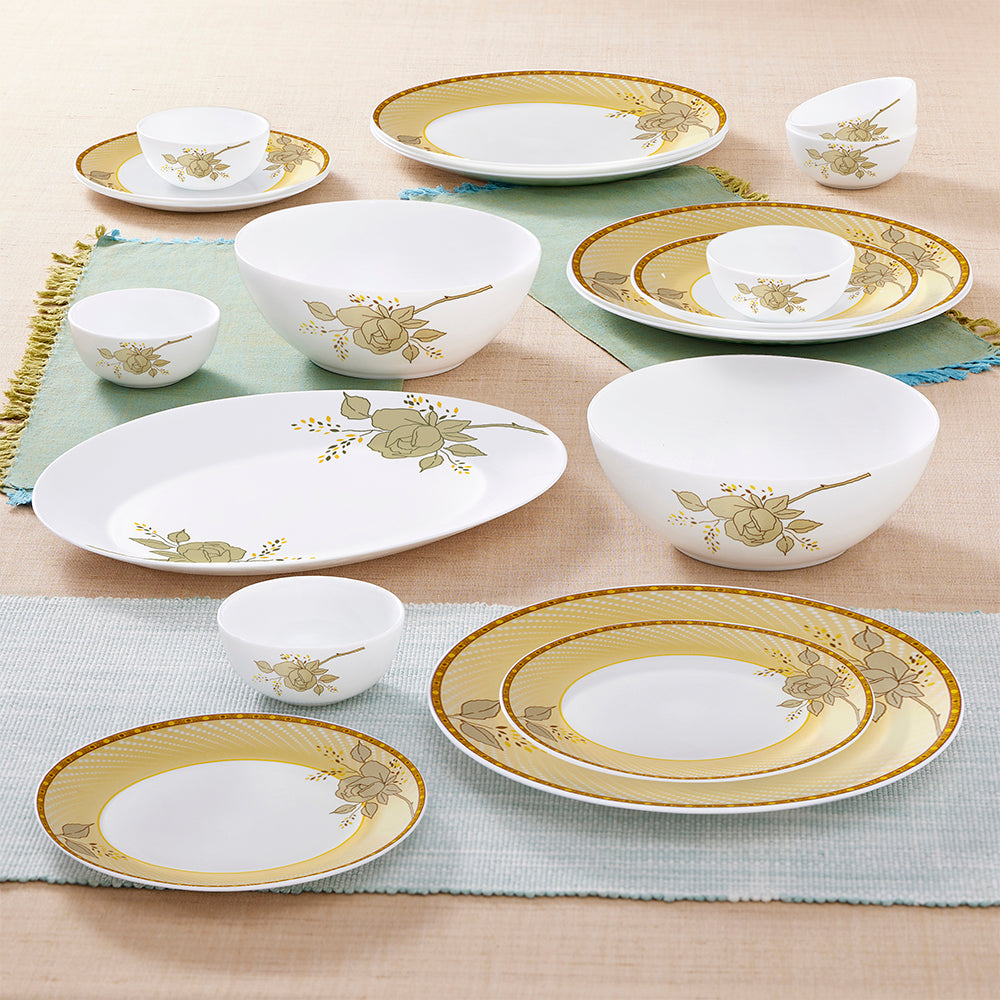 Larah by Borosil Yellow Sapphire Dinner Set