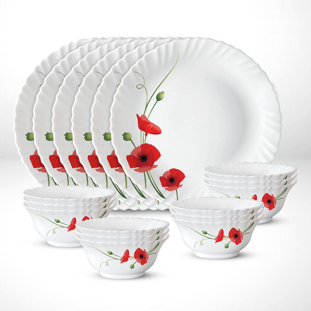 Larah by Borosil Red Carnation Thali Set