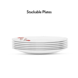 Larah by Borosil Chrys Red Full Plate Set