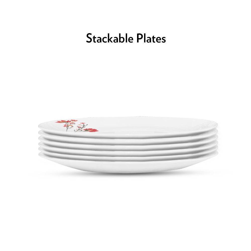 Larah by Borosil Chrys Red Full Plate Set