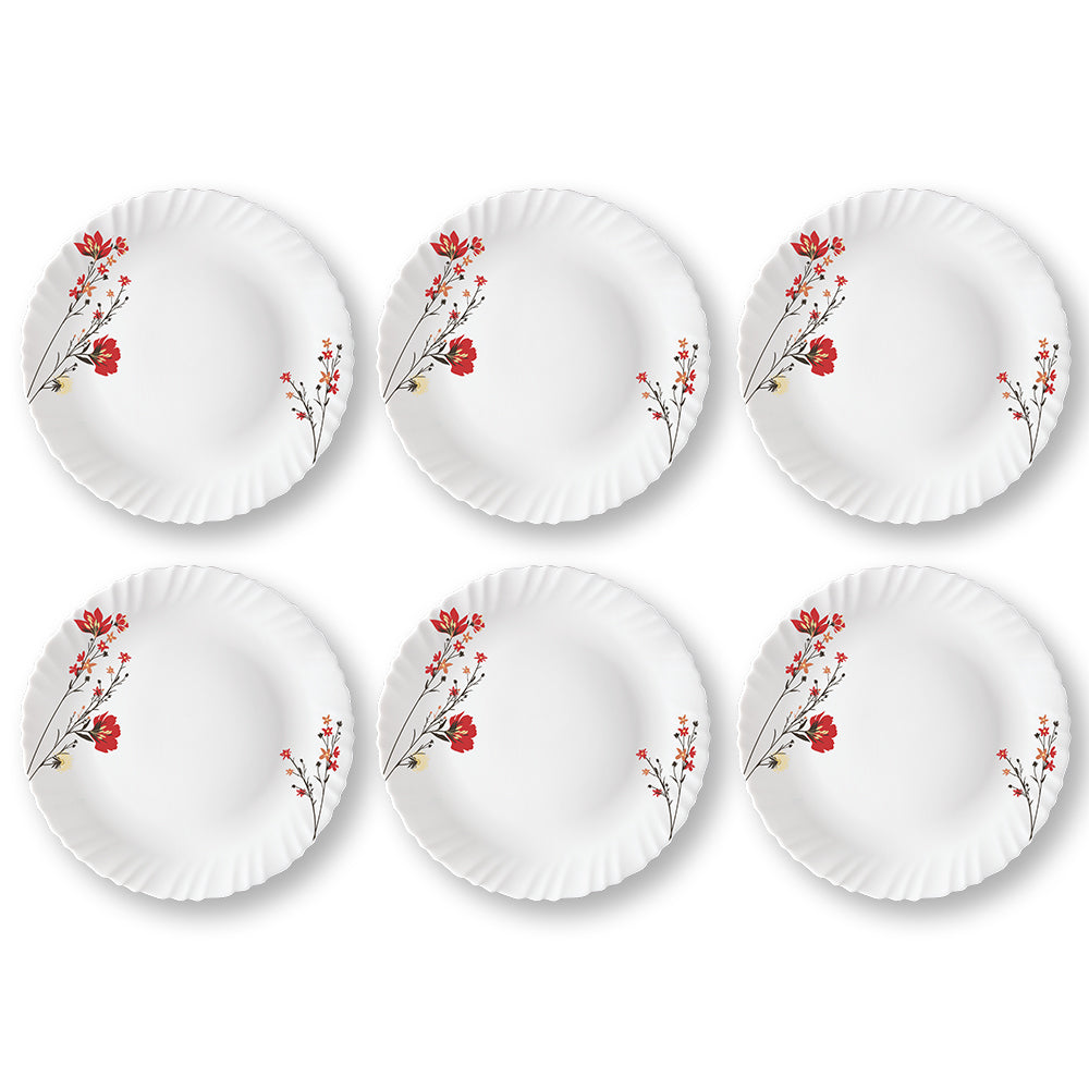 Larah by Borosil Chrys Red Full Plate Set
