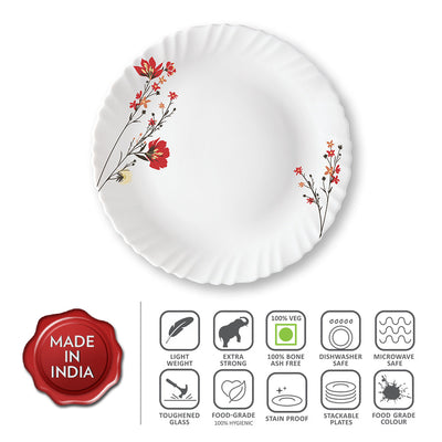 Larah by Borosil Chrys Red Full Plate Set