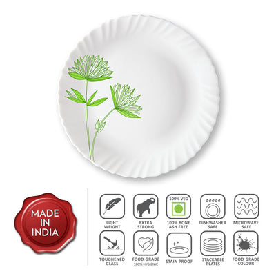 Larah by Borosil Green Lily Full Plate Set