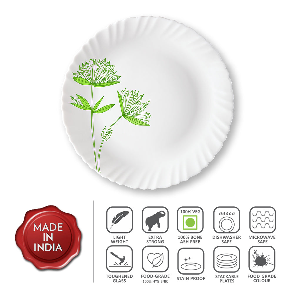 Larah by Borosil Green Lily Full Plate Set