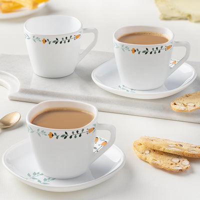 Larah by Borosil Colour Fest Square Cup n Saucer Set