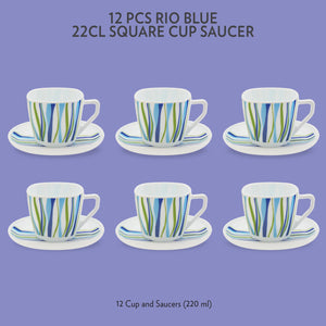 Larah by Borosil Rio Blue Square Cup n Saucer Set