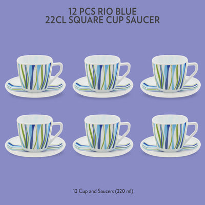 Larah by Borosil Rio Blue Square Cup n Saucer Set