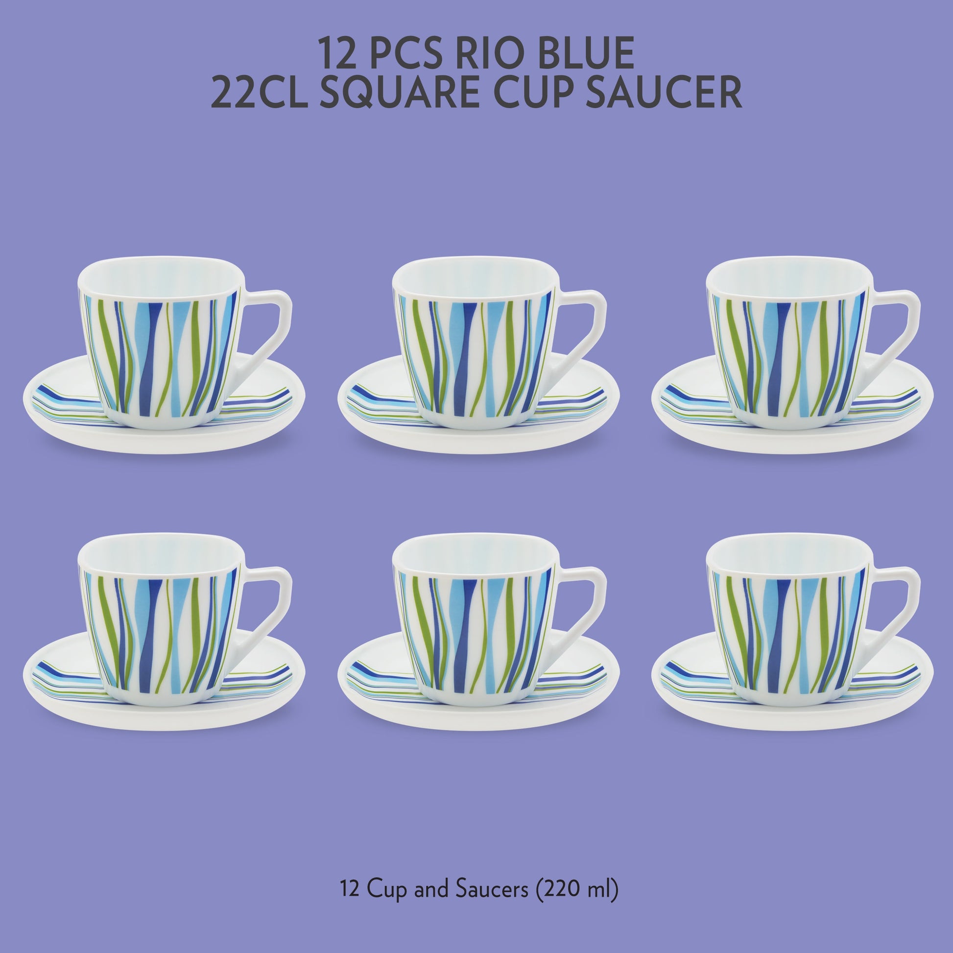 Larah by Borosil Rio Blue Square Cup n Saucer Set