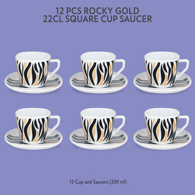 Larah by Borosil Rocky Gold Square Cup n Saucer Set