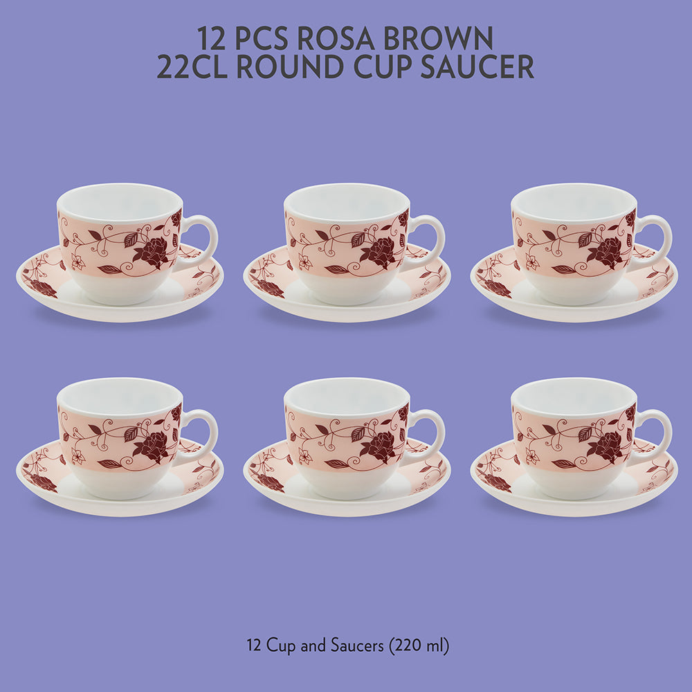 Larah by Borosil Rosa Brown Cup n Saucer Set