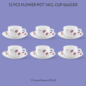 Larah by Borosil Flower Pot Cup n Saucer Set