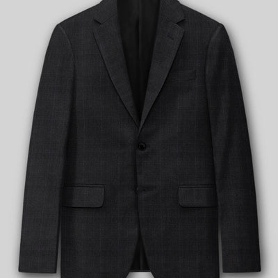 Napolean Artici Windowpane Charcoal Wool Jacket